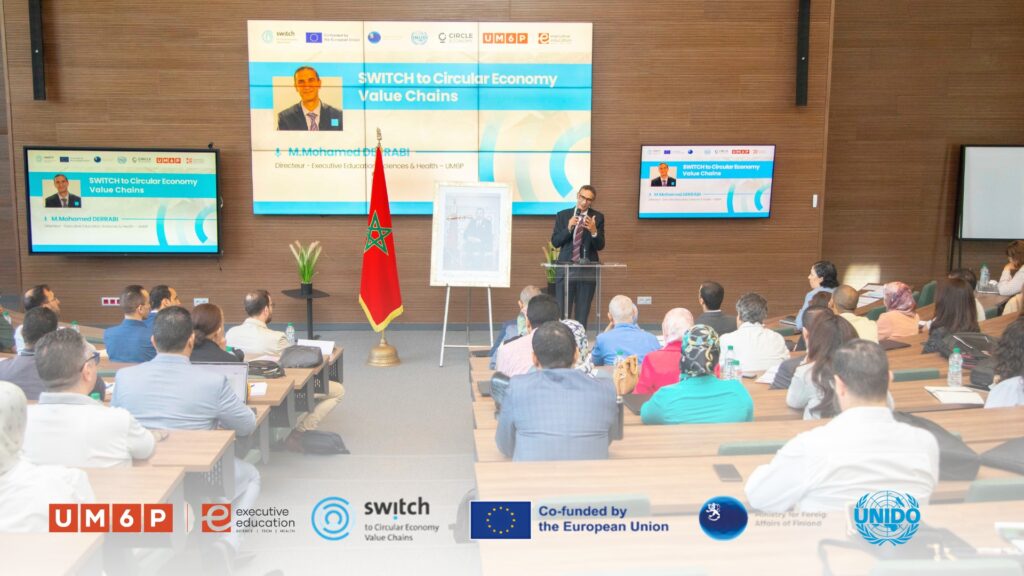SWITCH2CE Training of Trainers on the Transition to a Circular Economy for Plastic Packaging in Morocco 3 Meet the minds driving Morocco’s circular shift—captured at UM6P during the SWITCH2CE training kickoff.